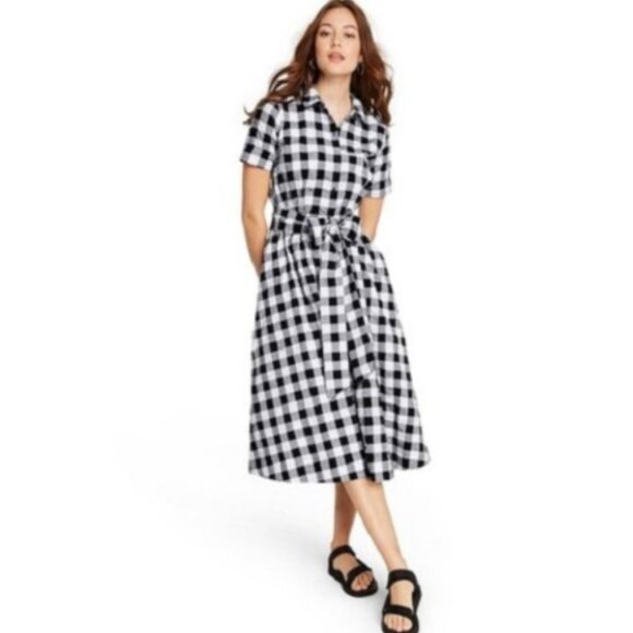 Lisa Marie Fernandez x Target Black White Gingham Checkered Shirt Dress NWT 3X - Picture 2 of 4